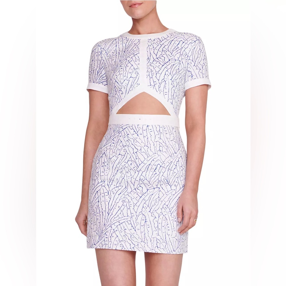 Staud Perla Printed Cut-Out Dress